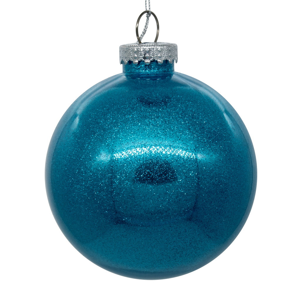 6" Turquoise Glitter Clear Ball
