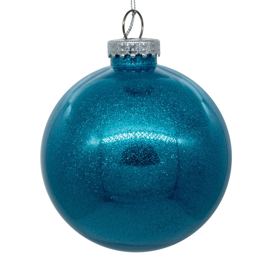 6" Turquoise Glitter Clear Ball