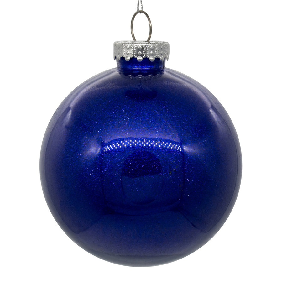 6" Cobalt Blue Glitter Clear Ball