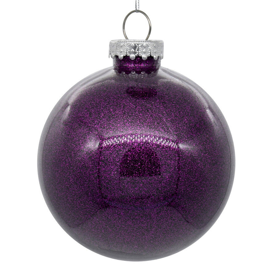 4" Plum Glitter Clear Ball