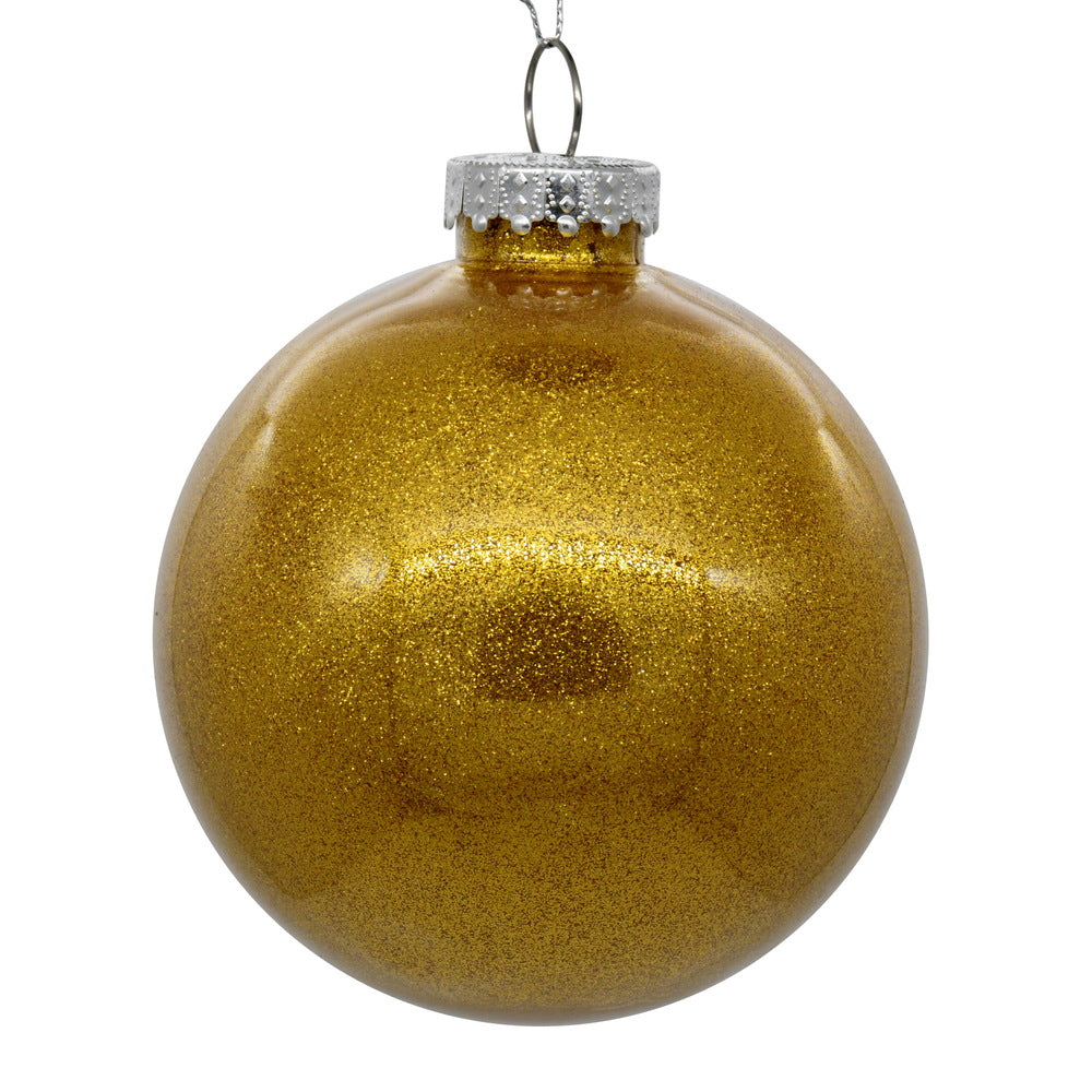 4" Antique Gold Glitter Clear Ball