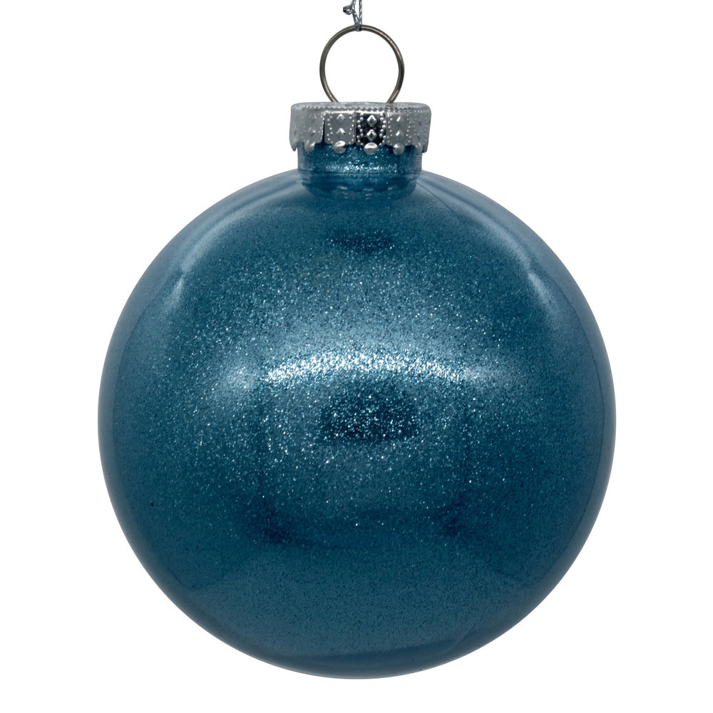 4" Baby Blue Glitter Clear Ball
