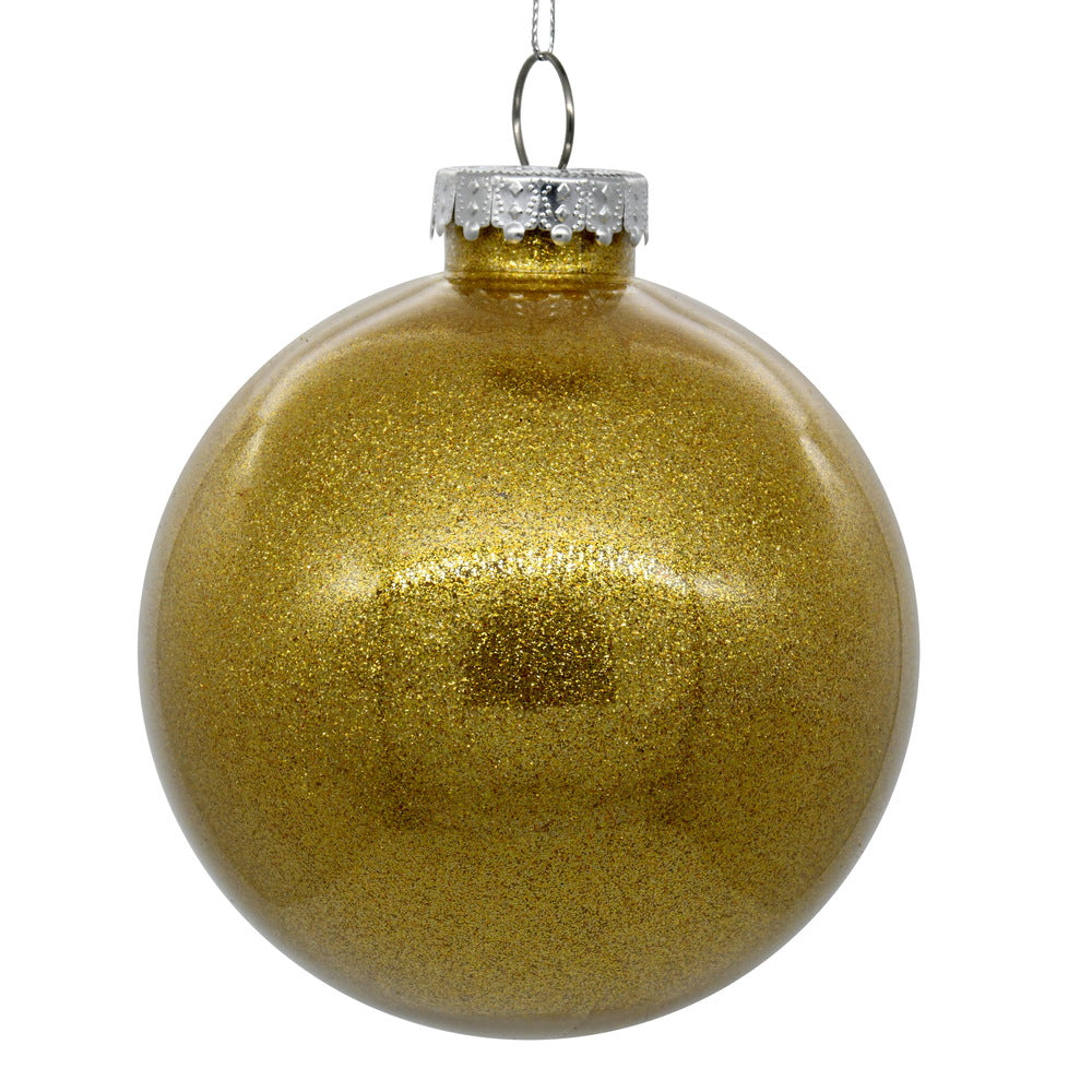 4" Honey Gold Glitter Clear Ball