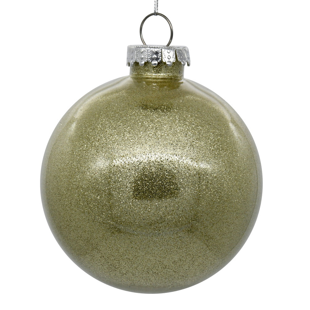 3" Champagne Glitter Clear Ball