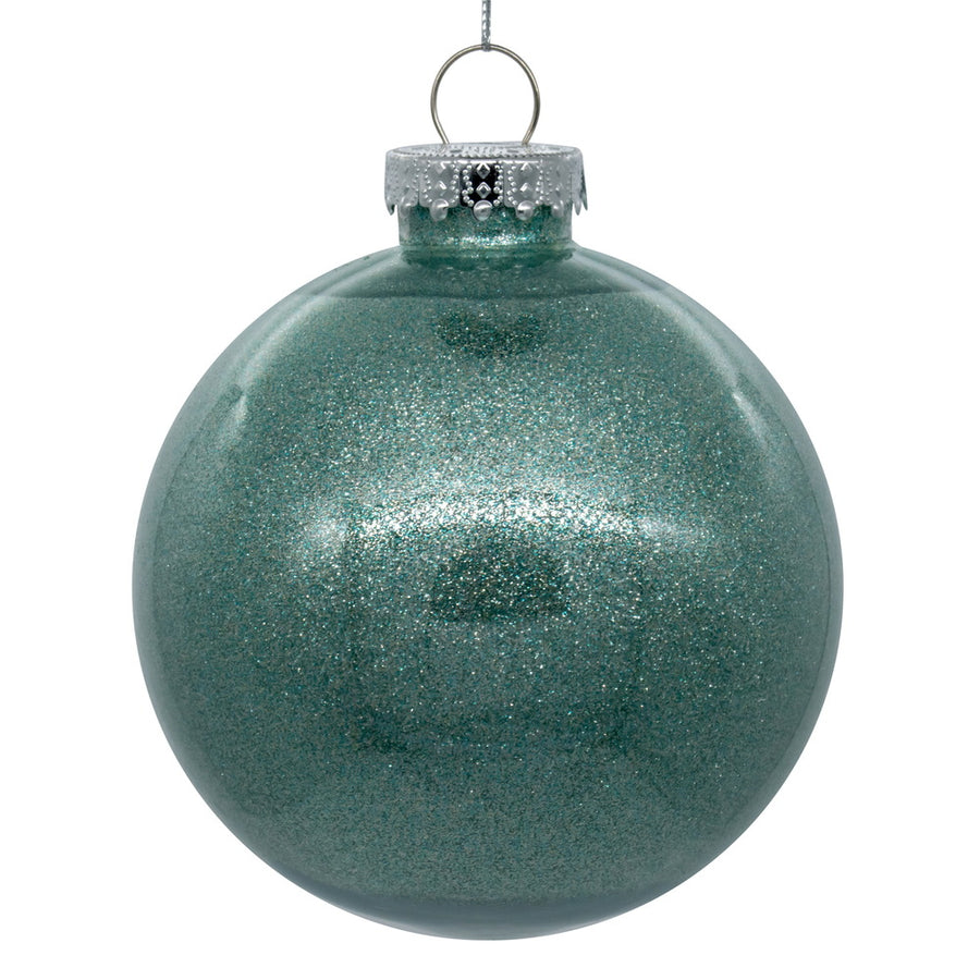 4.75" Frosty Mint Glittr Clear Ball