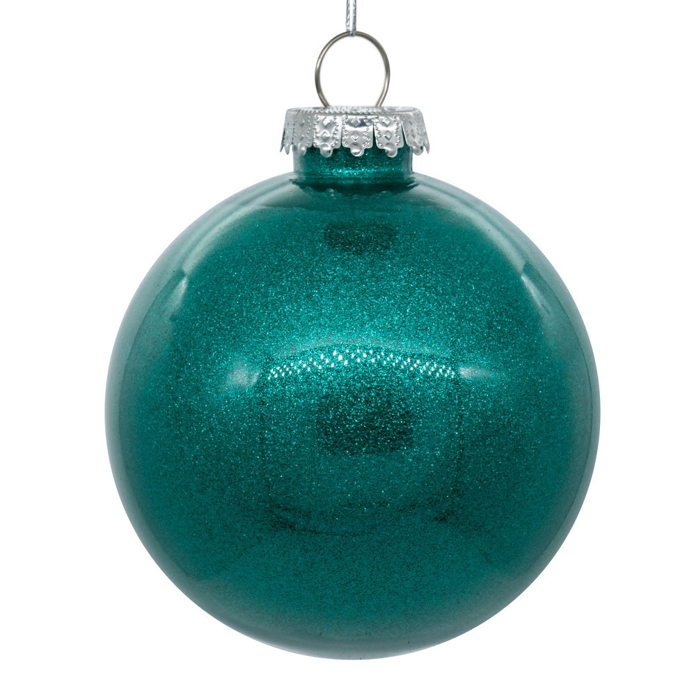 6" Teal Glitter Clear Ball