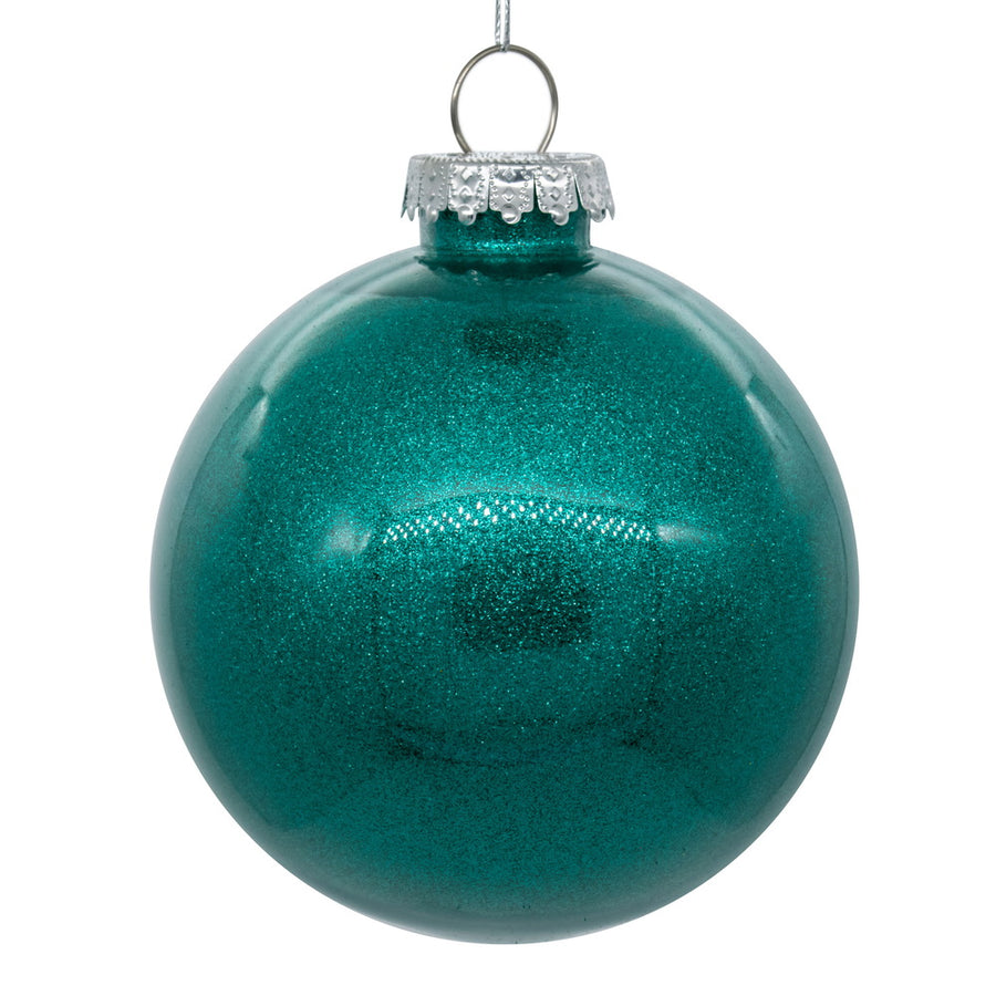 6" Teal Glitter Clear Ball