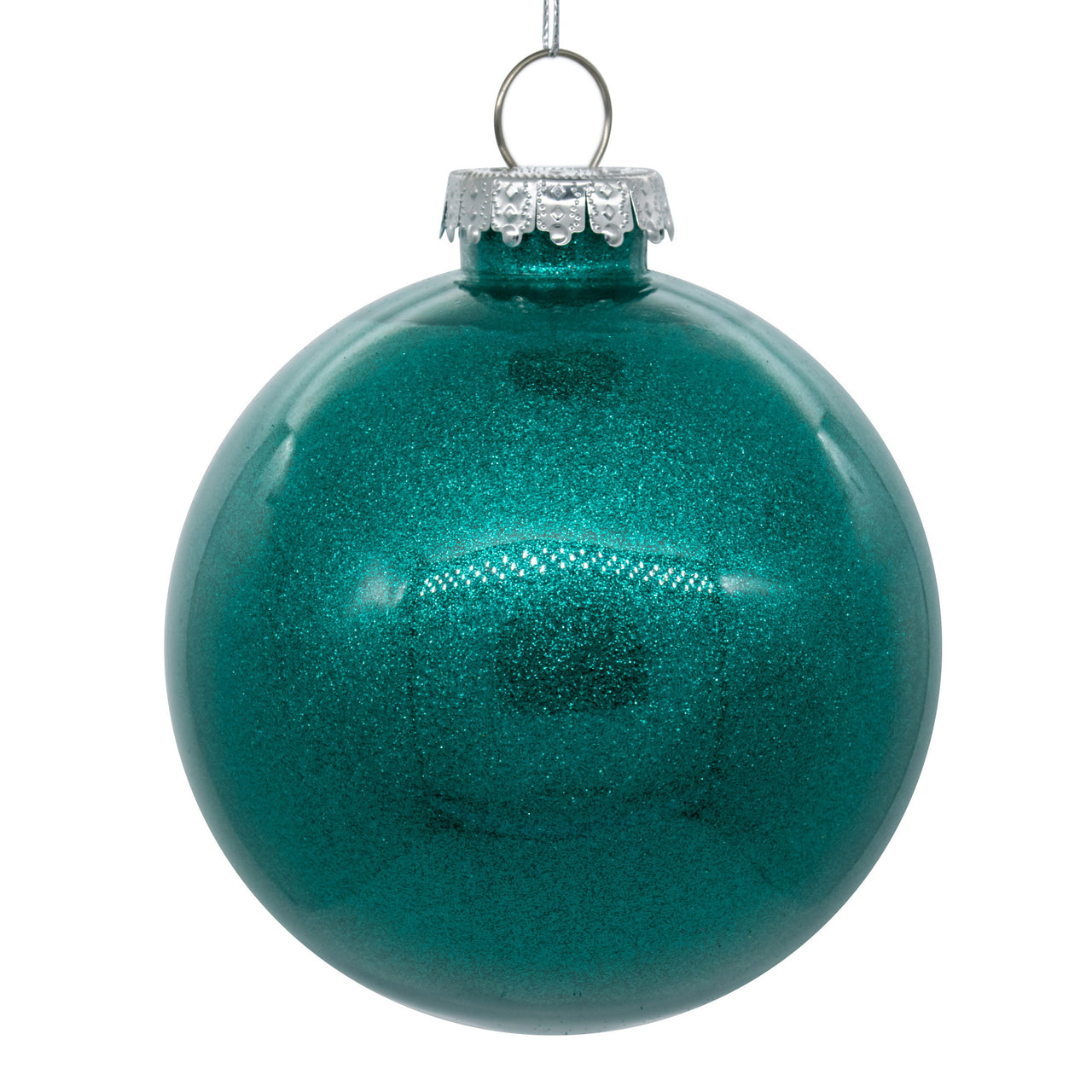 4" Teal Glitter Clear Ball