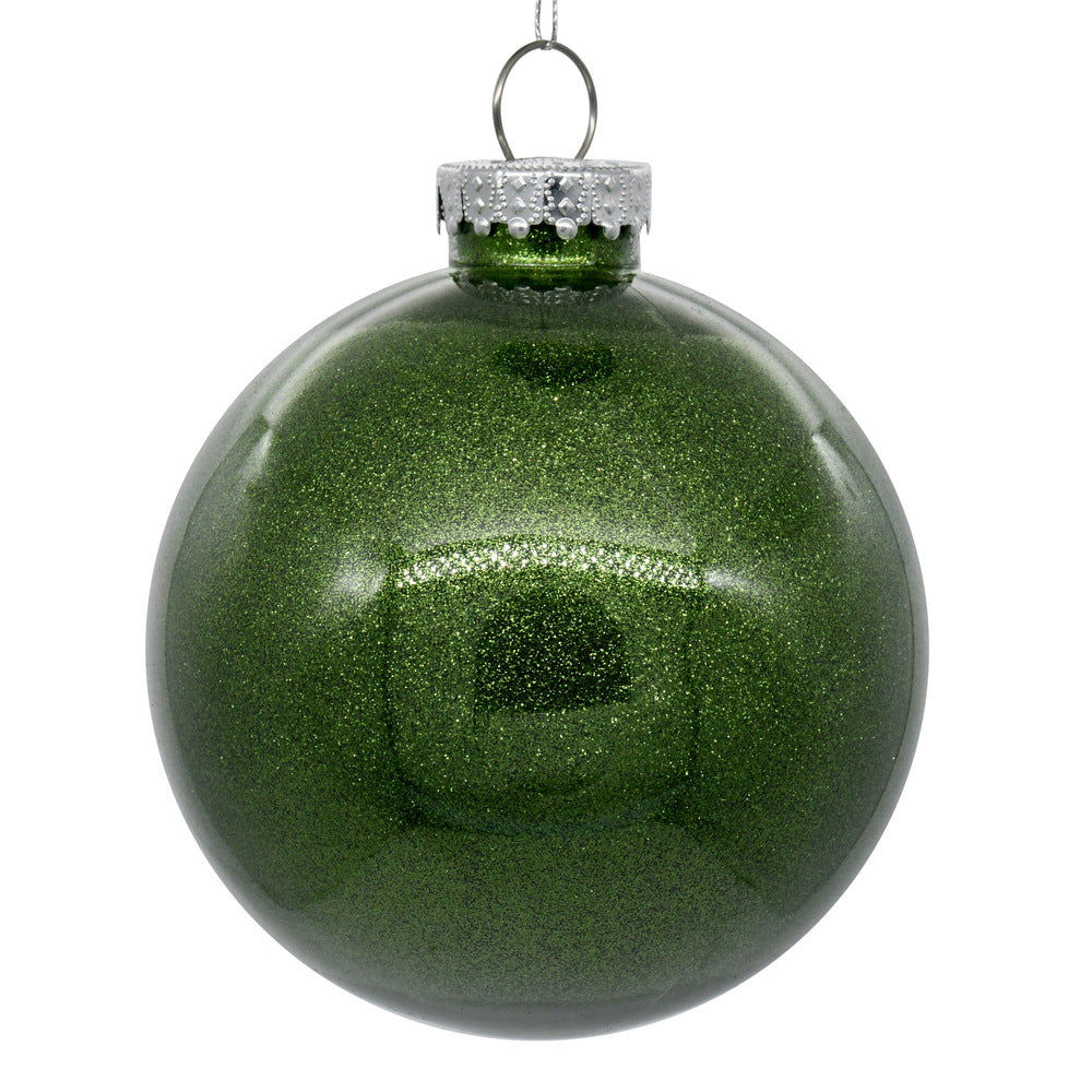 4" Moss Green Glitter Clear Ball