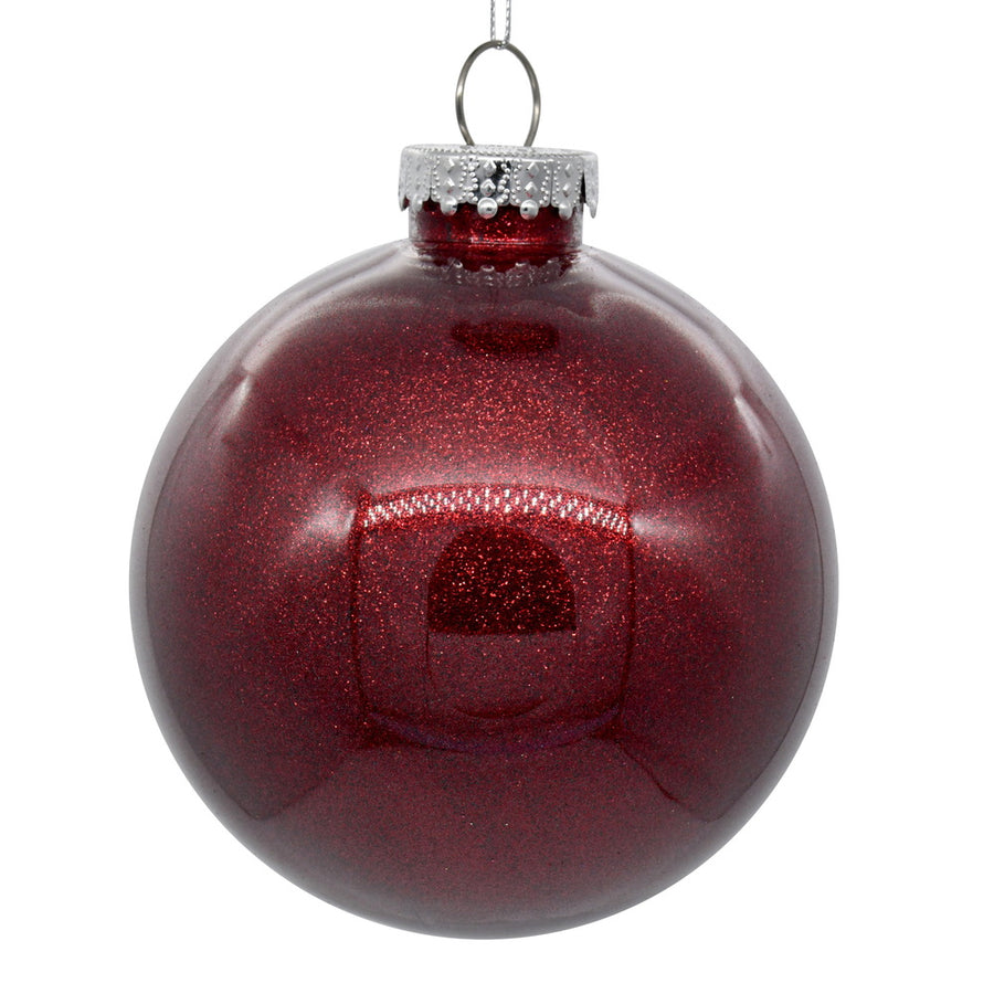 6" Burgundy Glitter Clear Ball