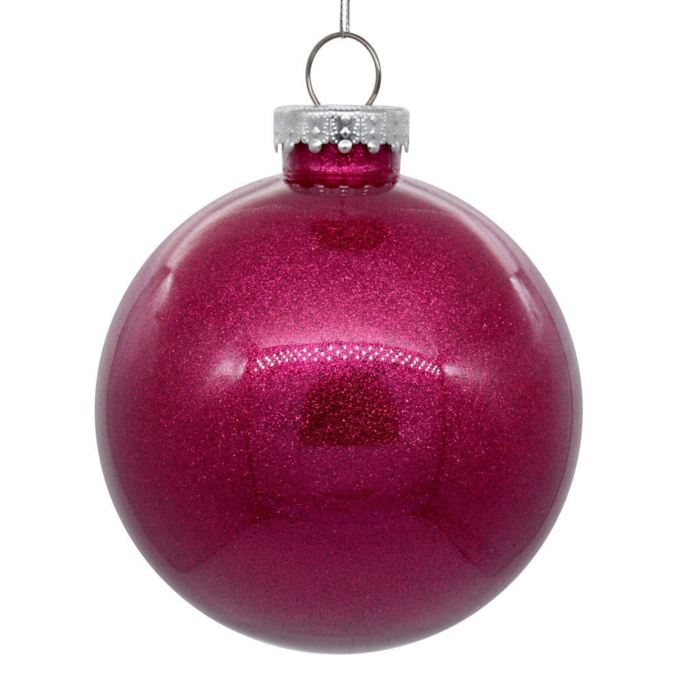 6" Fuchsia Glitter Clear Ball