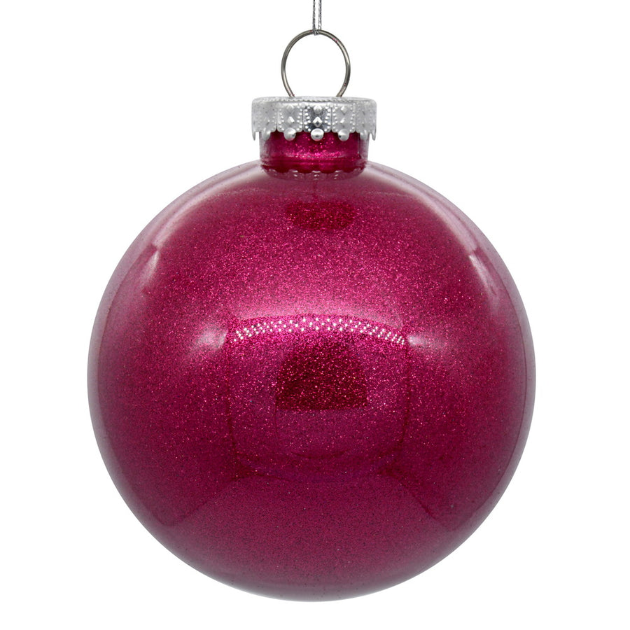 6" Fuchsia Glitter Clear Ball