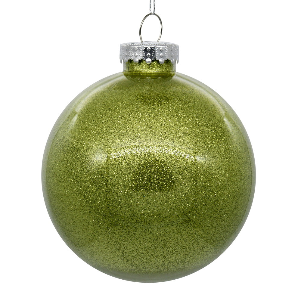 3" Lime Glitter Clear Ball