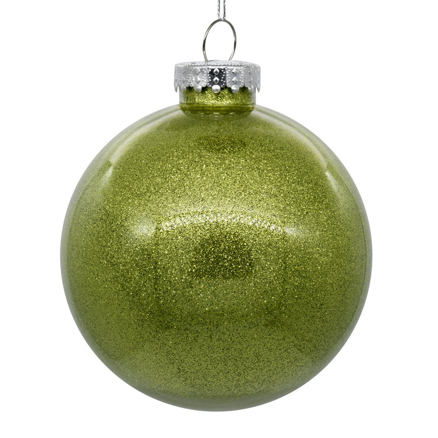 3" Lime Glitter Clear Ball