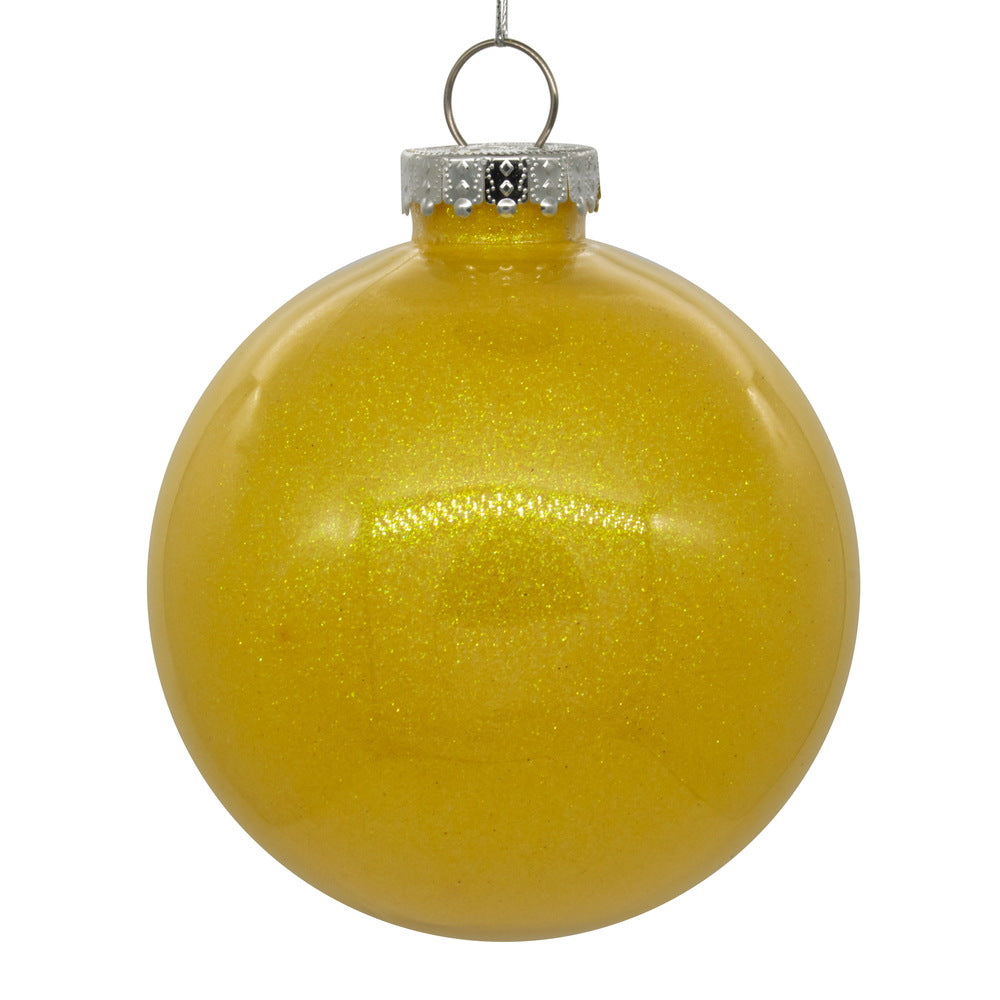 6" Yellow Glitter Clear Ball