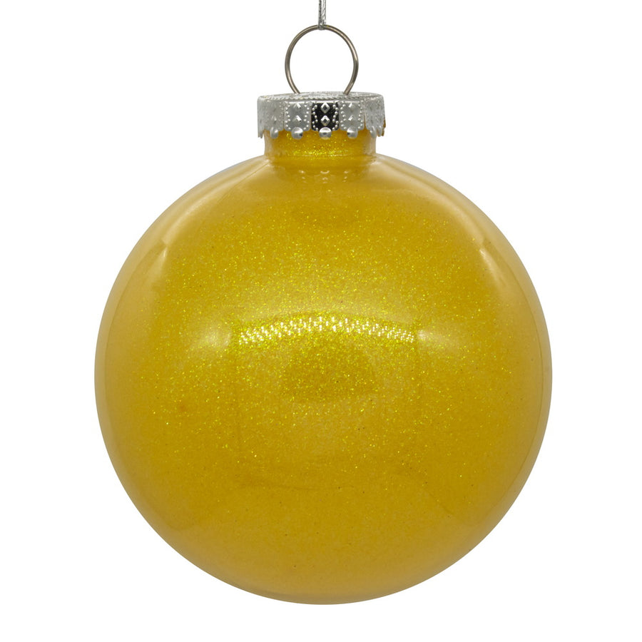 6" Yellow Glitter Clear Ball