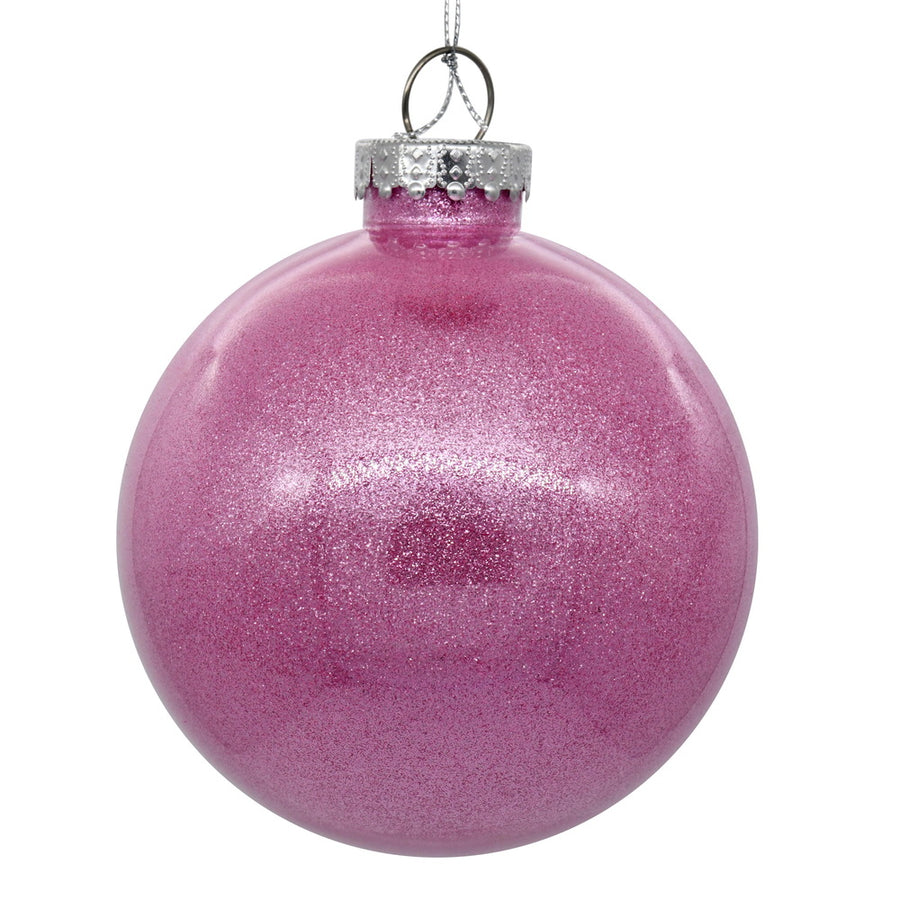 4" Pink Glitter Clear Ball
