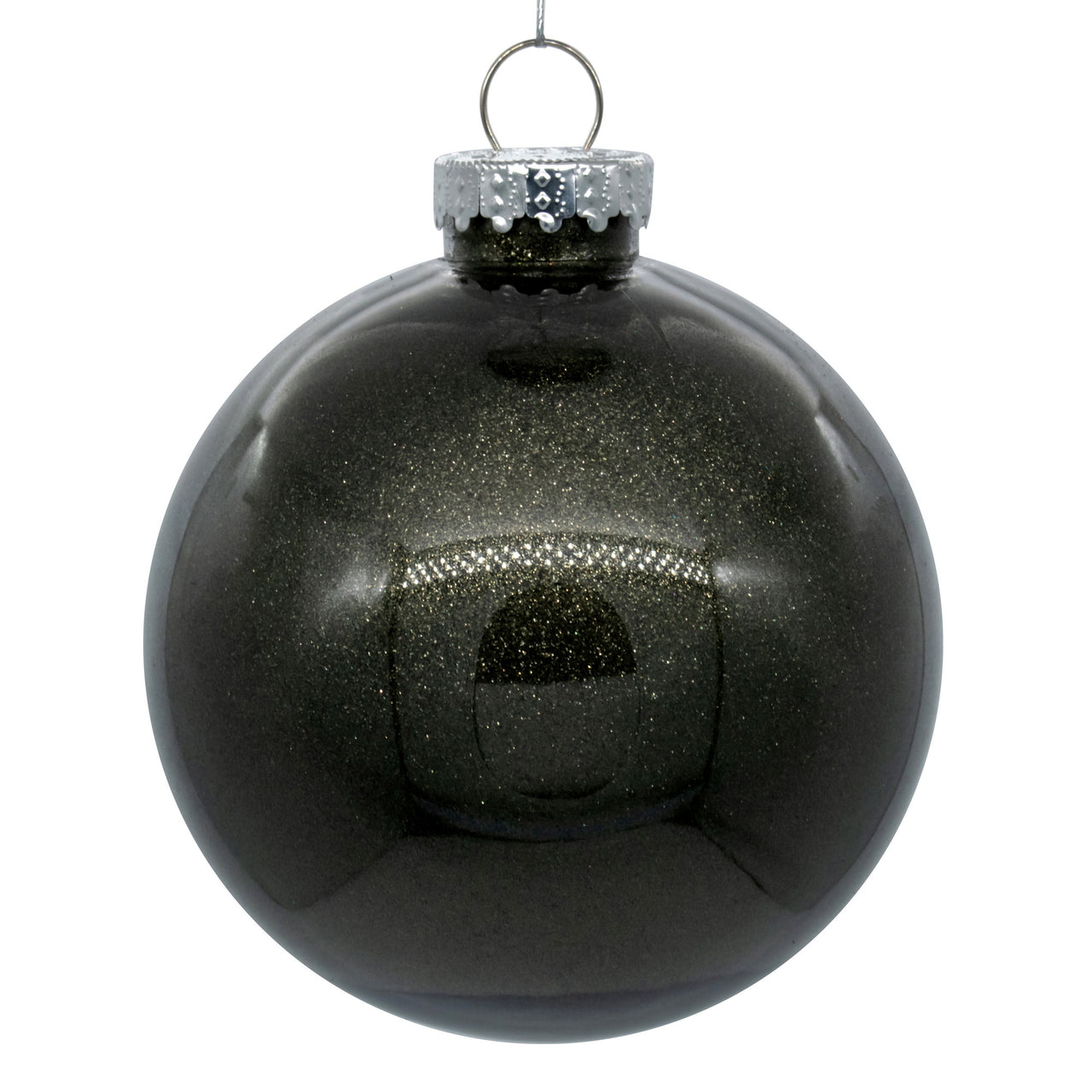 4.75" Gunmetal Glitter Clear Ball