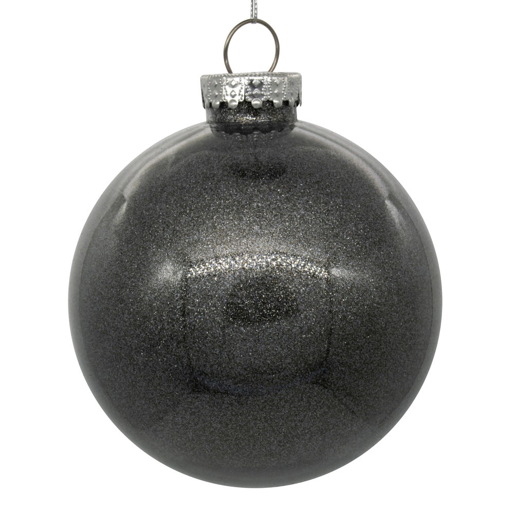 6" Pewter Glitter Clear Ball