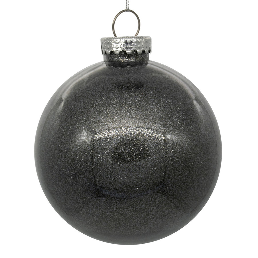 6" Pewter Glitter Clear Ball