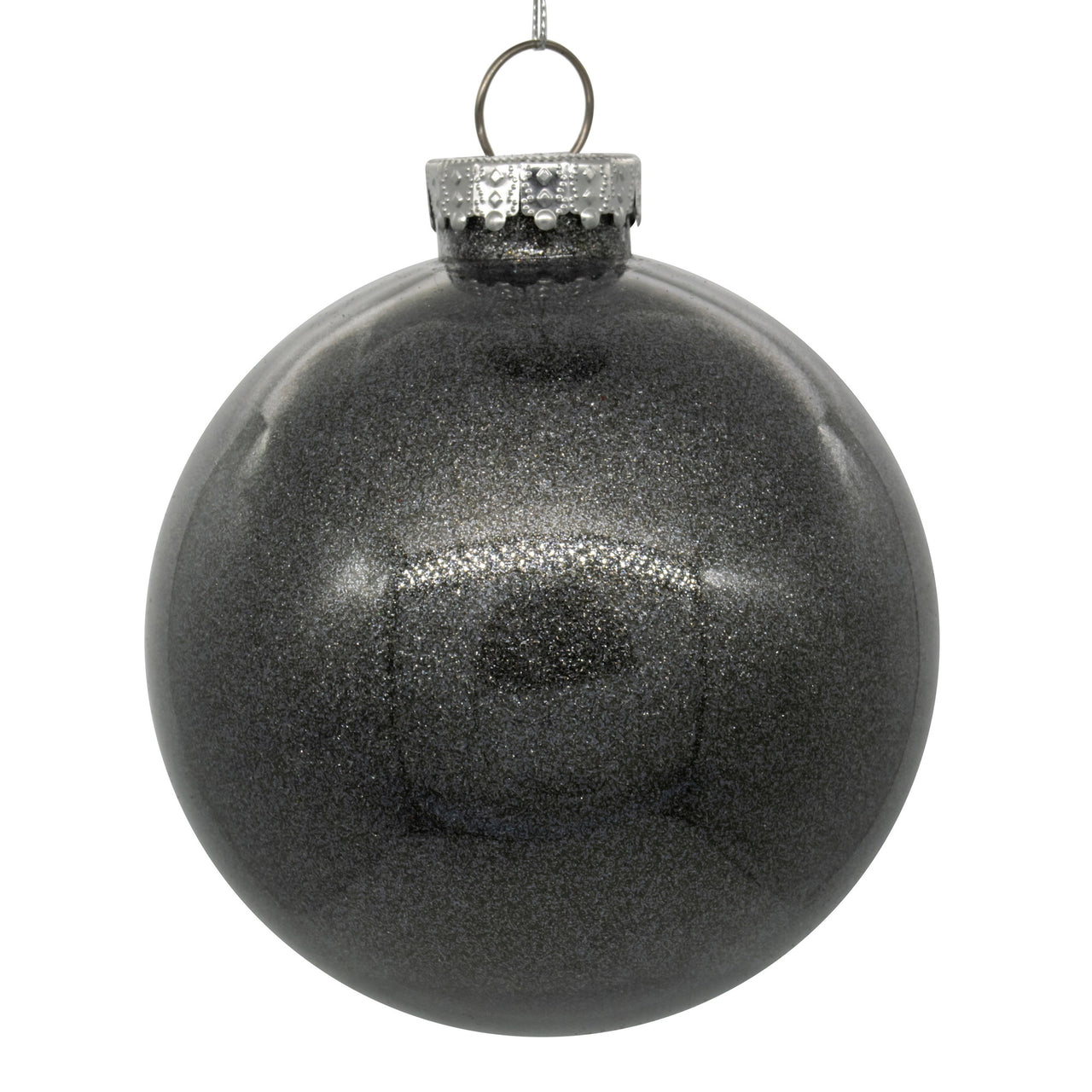 3" Pewter Glitter Clear Ball