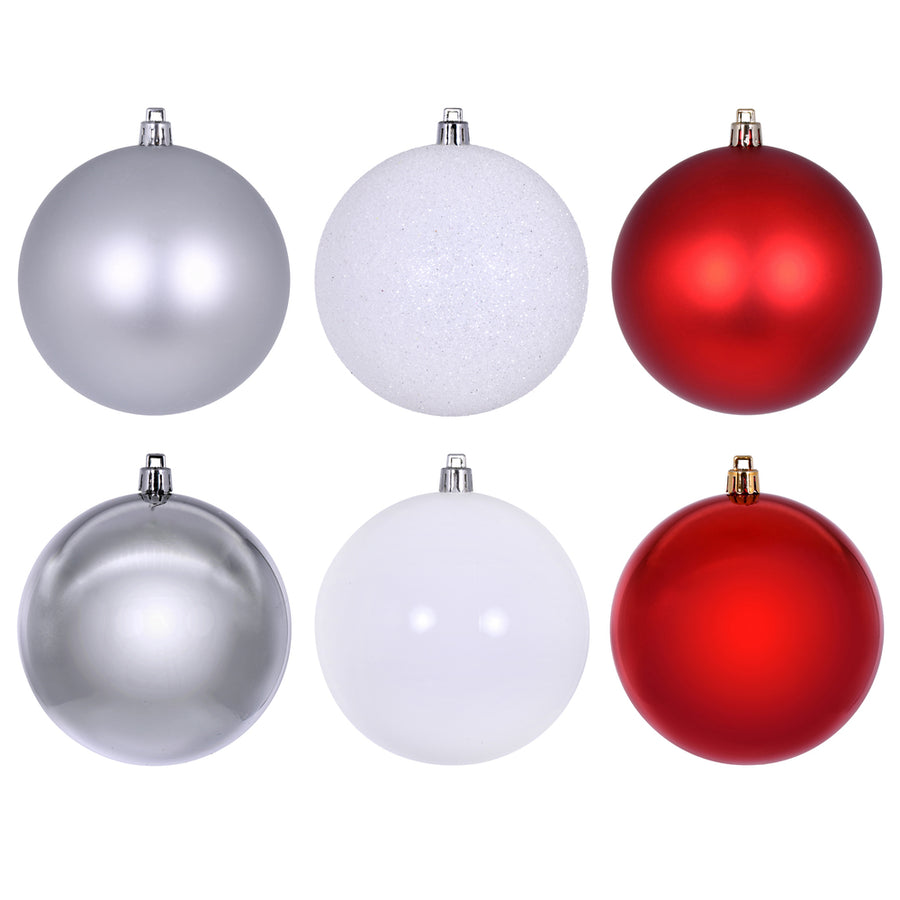 3" Red White Silver Ornament Asst