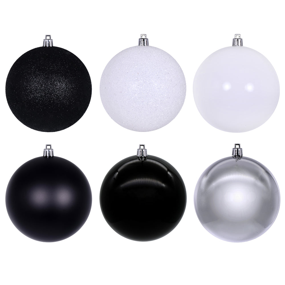 3" Black White Silver Orn Asst