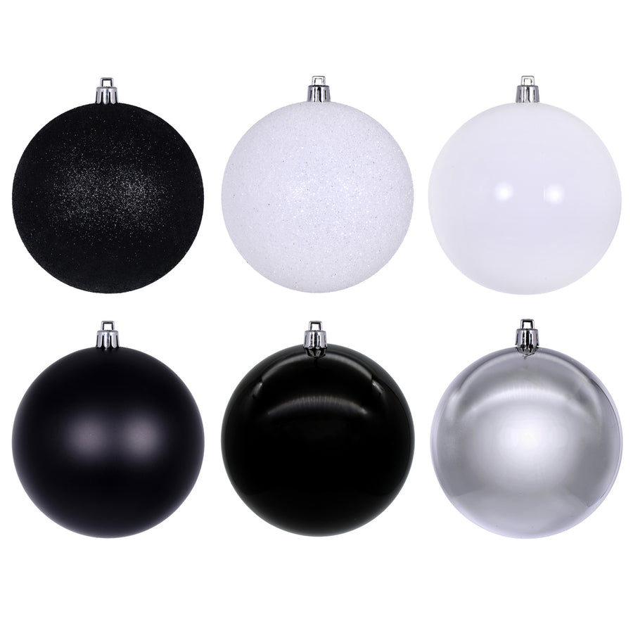 3" Black White Silver Orn Asst