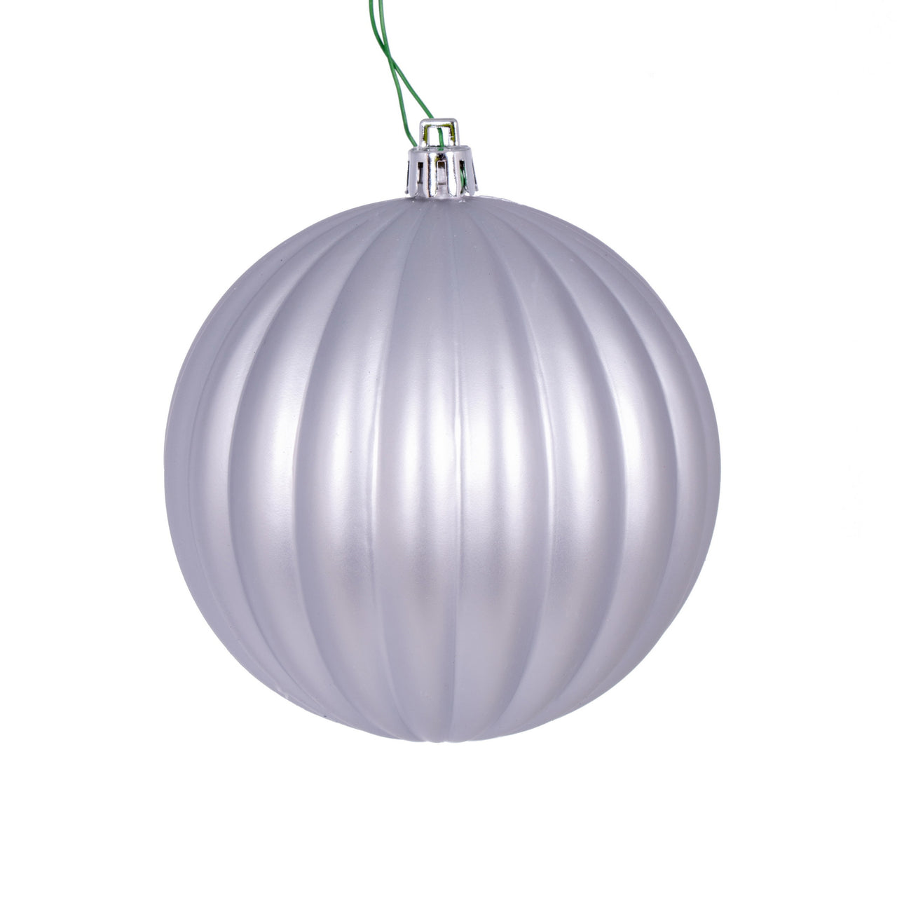 4" Silver Matte Lined Ball Ornament