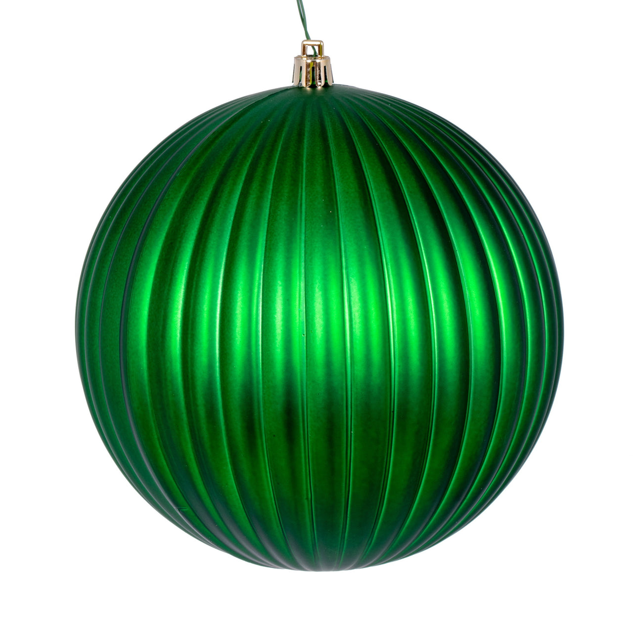 6" Green Matte Lined Ball Ornament