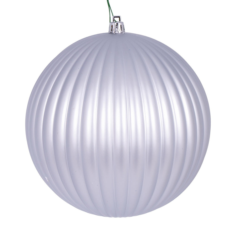 6" Silver Matte Lined Ball Ornament