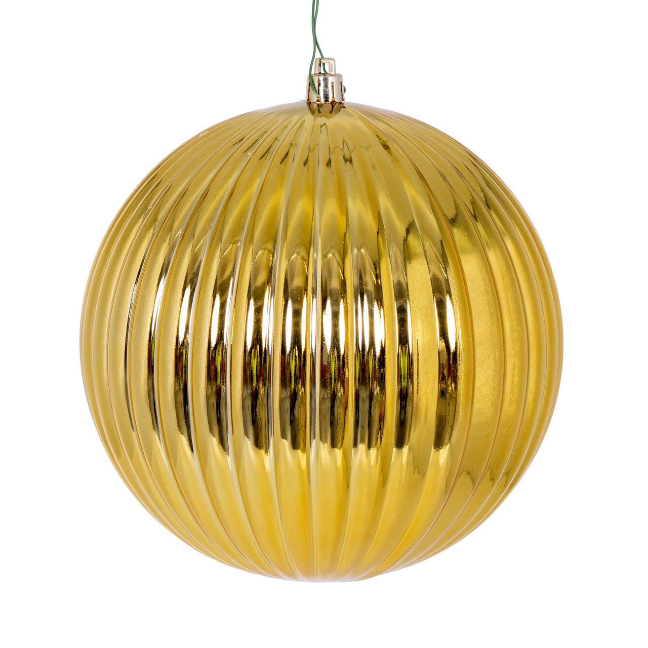 6" Gold Shiny Lined Ball Ornament