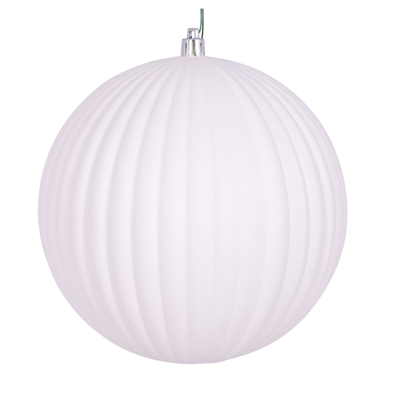 6" White Matte Lined Ball Ornament