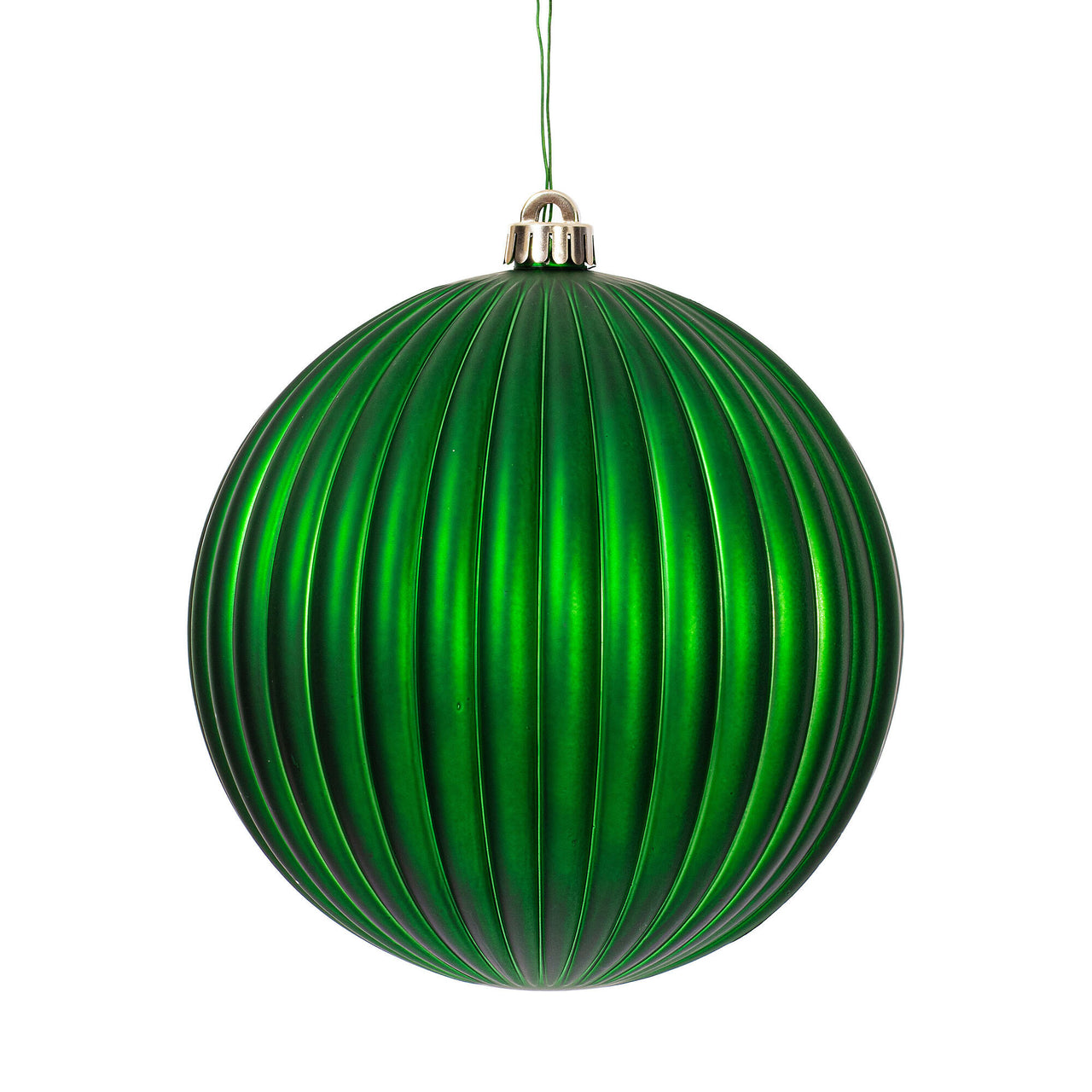8" Green Matte Lined Ball Ornament