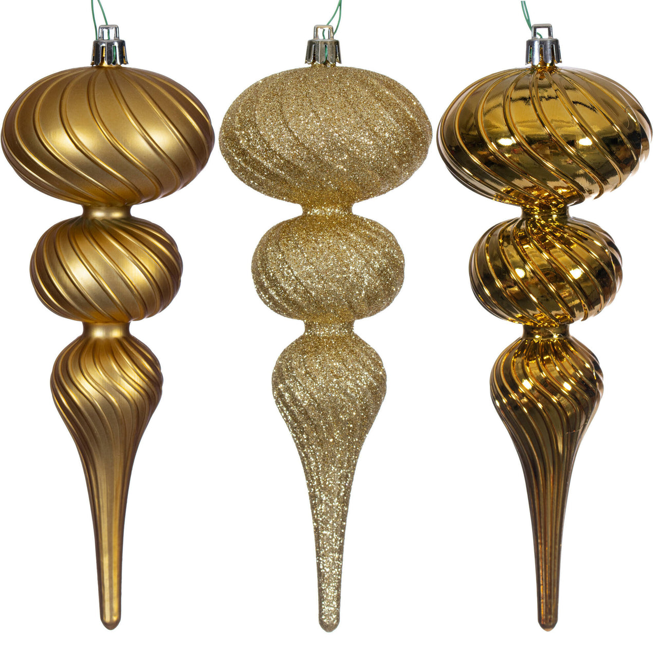 8" Gold Swirl Finial Orn 6/Asst