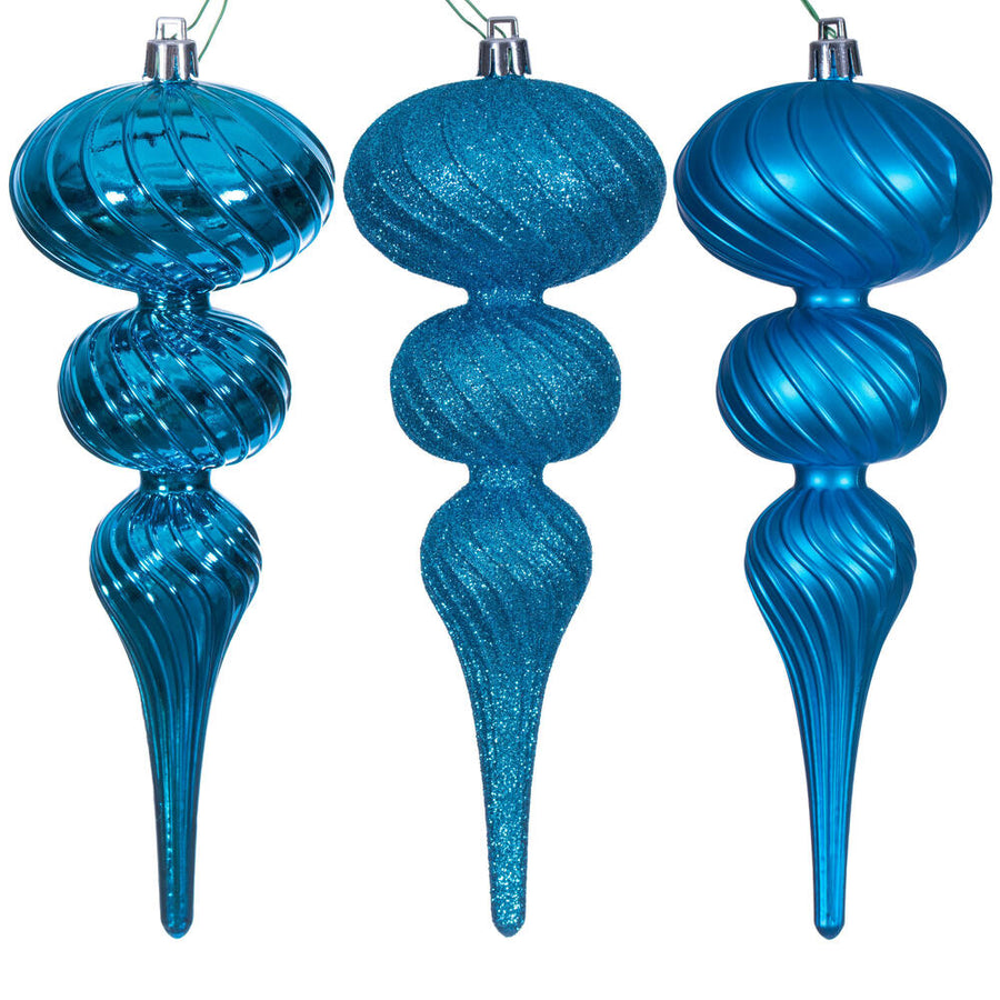 8" Turquoise Swirl Finial Orn