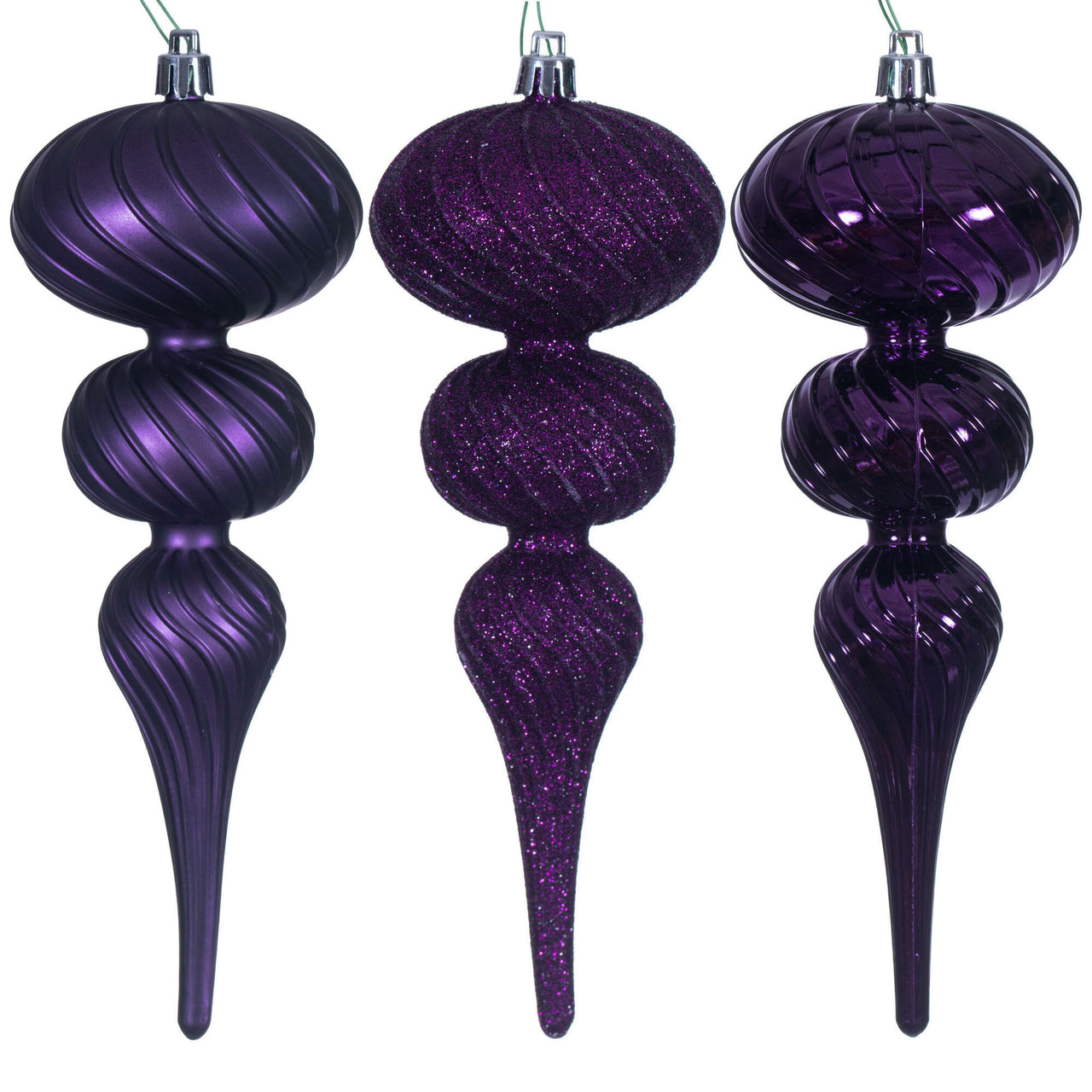 8" Plum Swirl Finial Orn 6/Asst