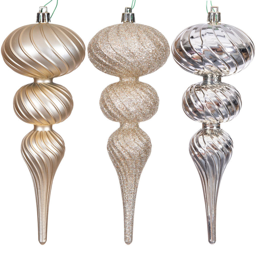 8" Champagne Swirl Finial Orn