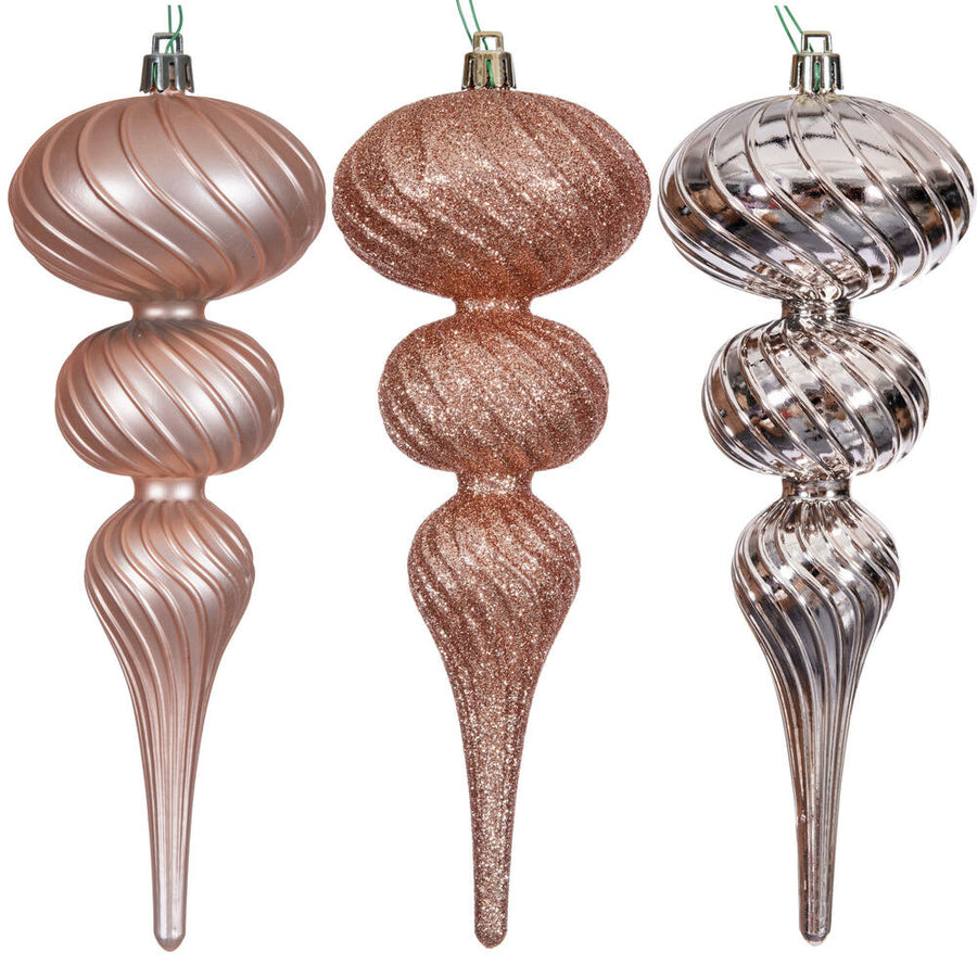 8" Rose Gold Swirl Finial Orn