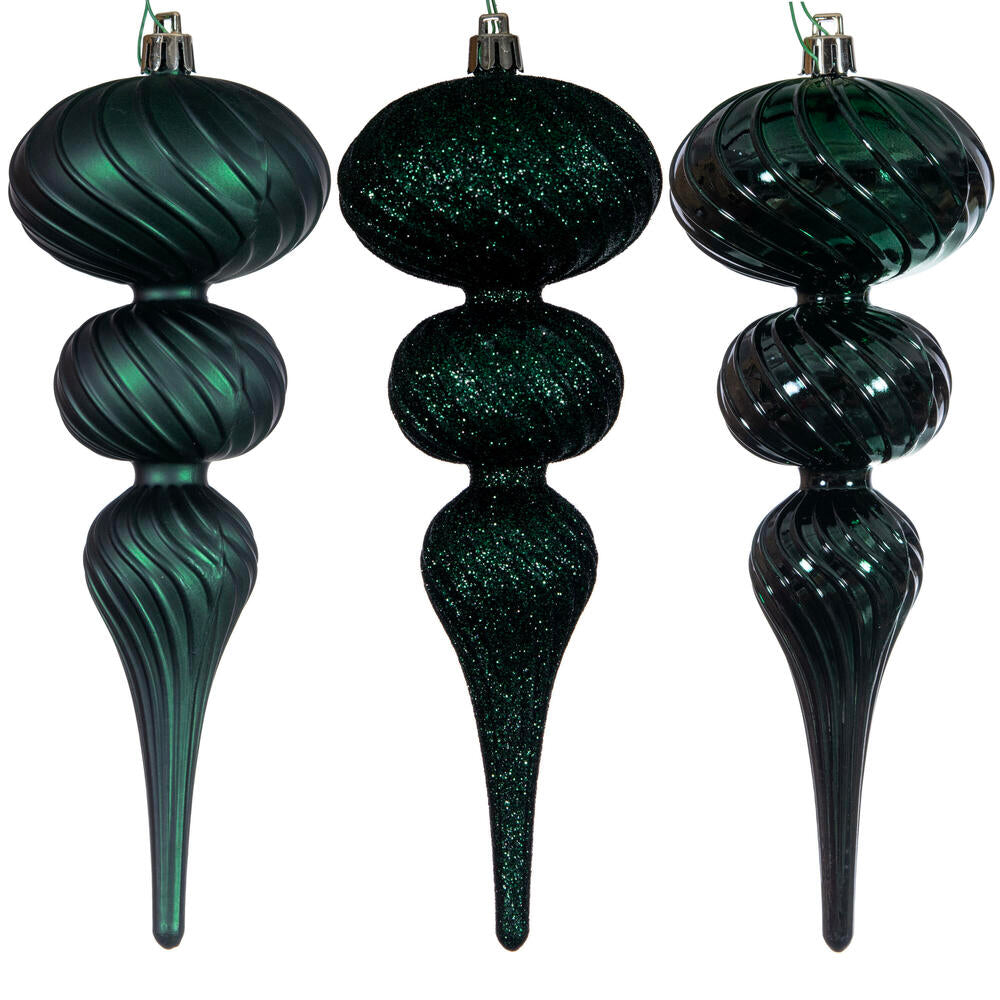 8" Midnight Green Swirl Finial Orn