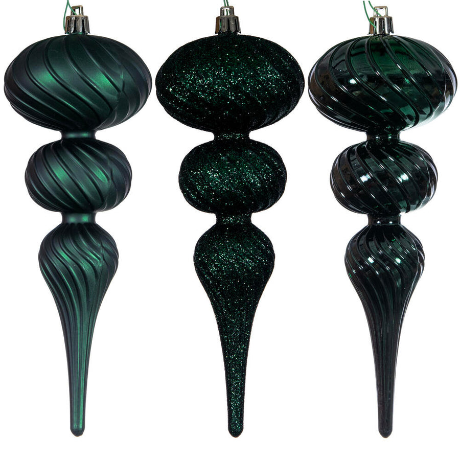 8" Midnight Green Swirl Finial Orn