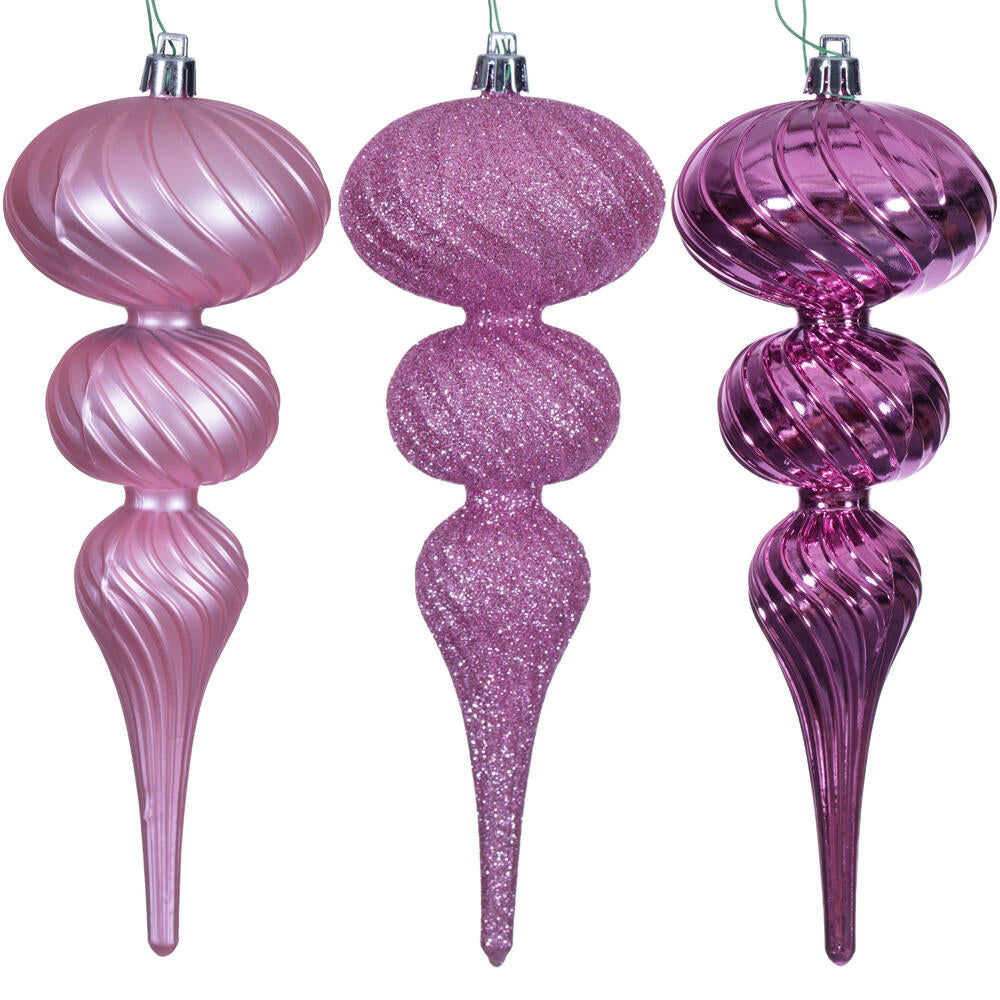8" Pink Swirl Finial Orn