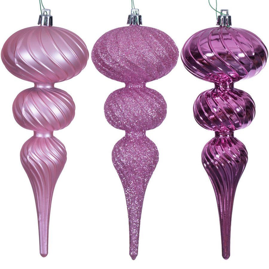 8" Pink Swirl Finial Orn