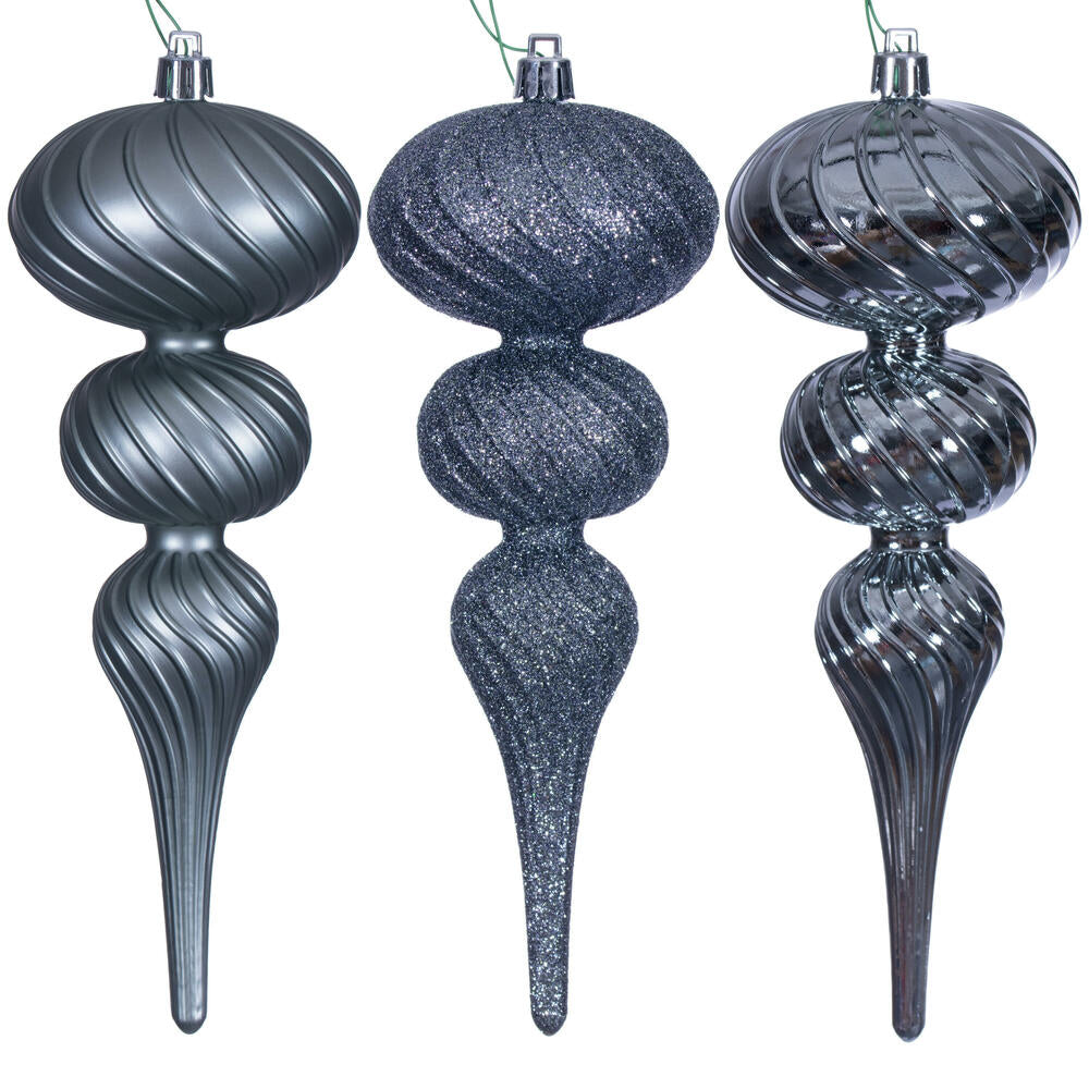 8" Pewter Swirl Finial Orn