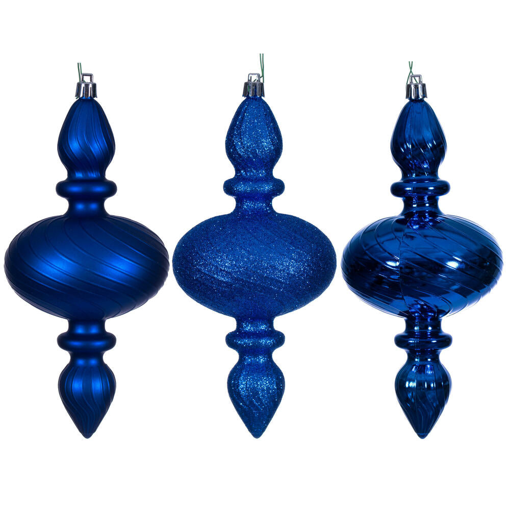 8.2" Blue Swirl Finial Orn