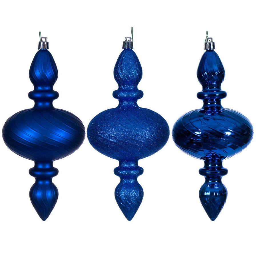 8.2" Blue Swirl Finial Orn