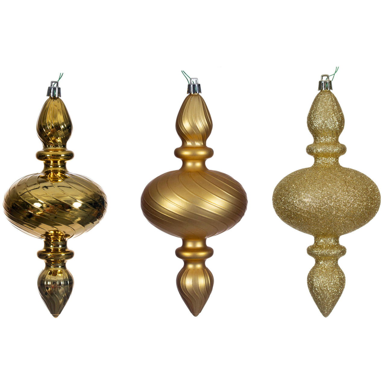 8.2" Gold Swirl Finial Orn 3/Asst