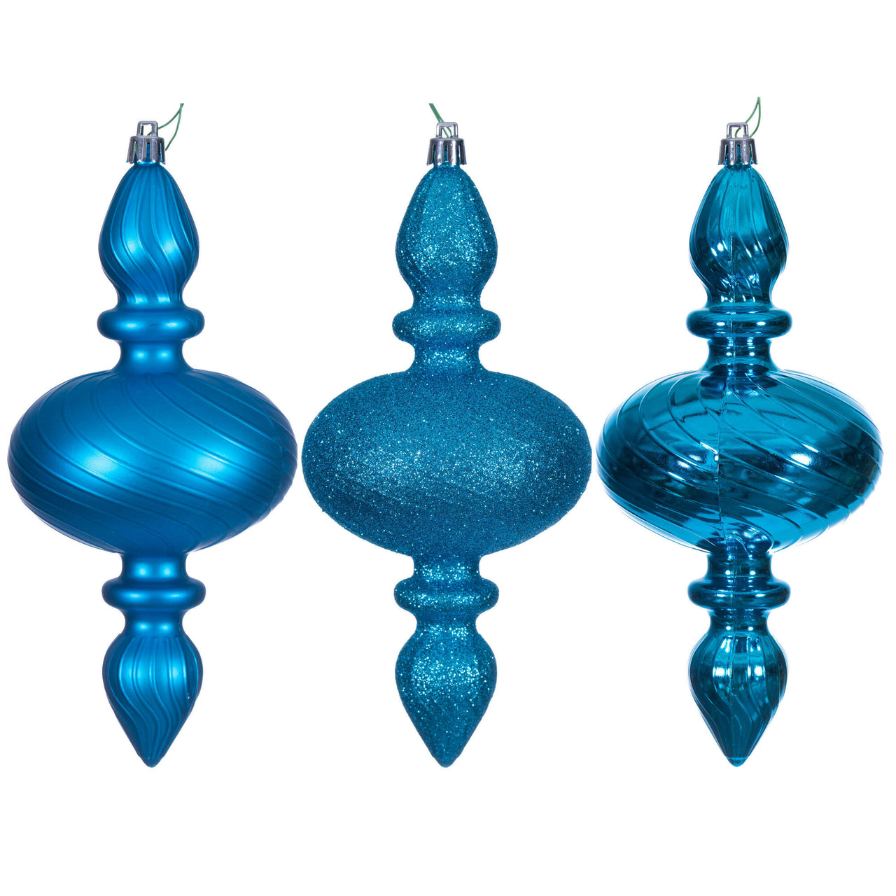 8.2" Turquoise Swirl Finial Orn 3/Asst