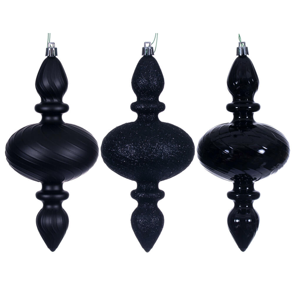 8.2" Black Swirl Finial Orn