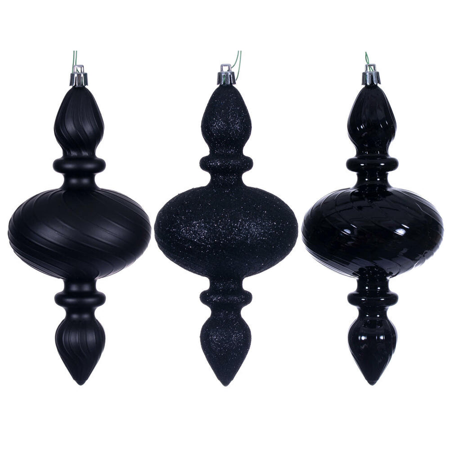 8.2" Black Swirl Finial Orn